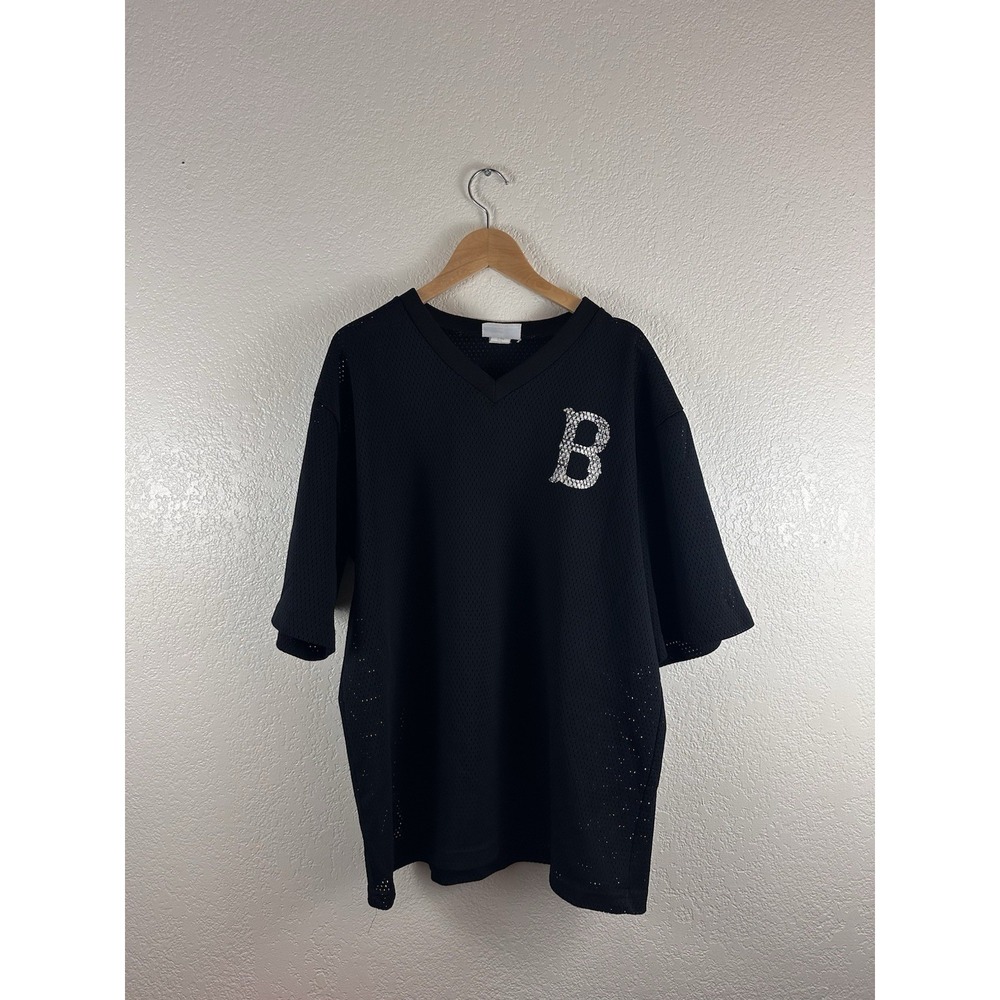 Vintage Teamwork Athletic Apparel Mesh Jersey Black V-Neck